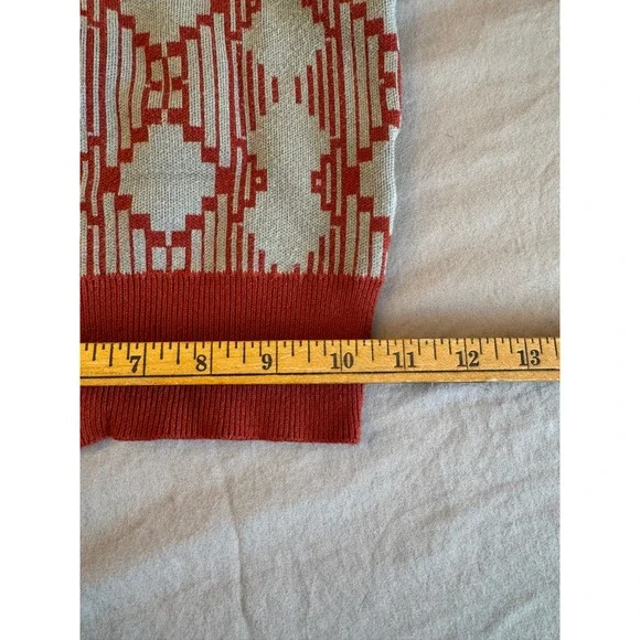 BDG Chandler Geometric Zip-up Sweater Knit Red Mock Neck Cropped Seen on TV Cozy - Picture 10 of 13